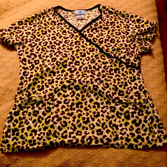 Cheetah print scrub top